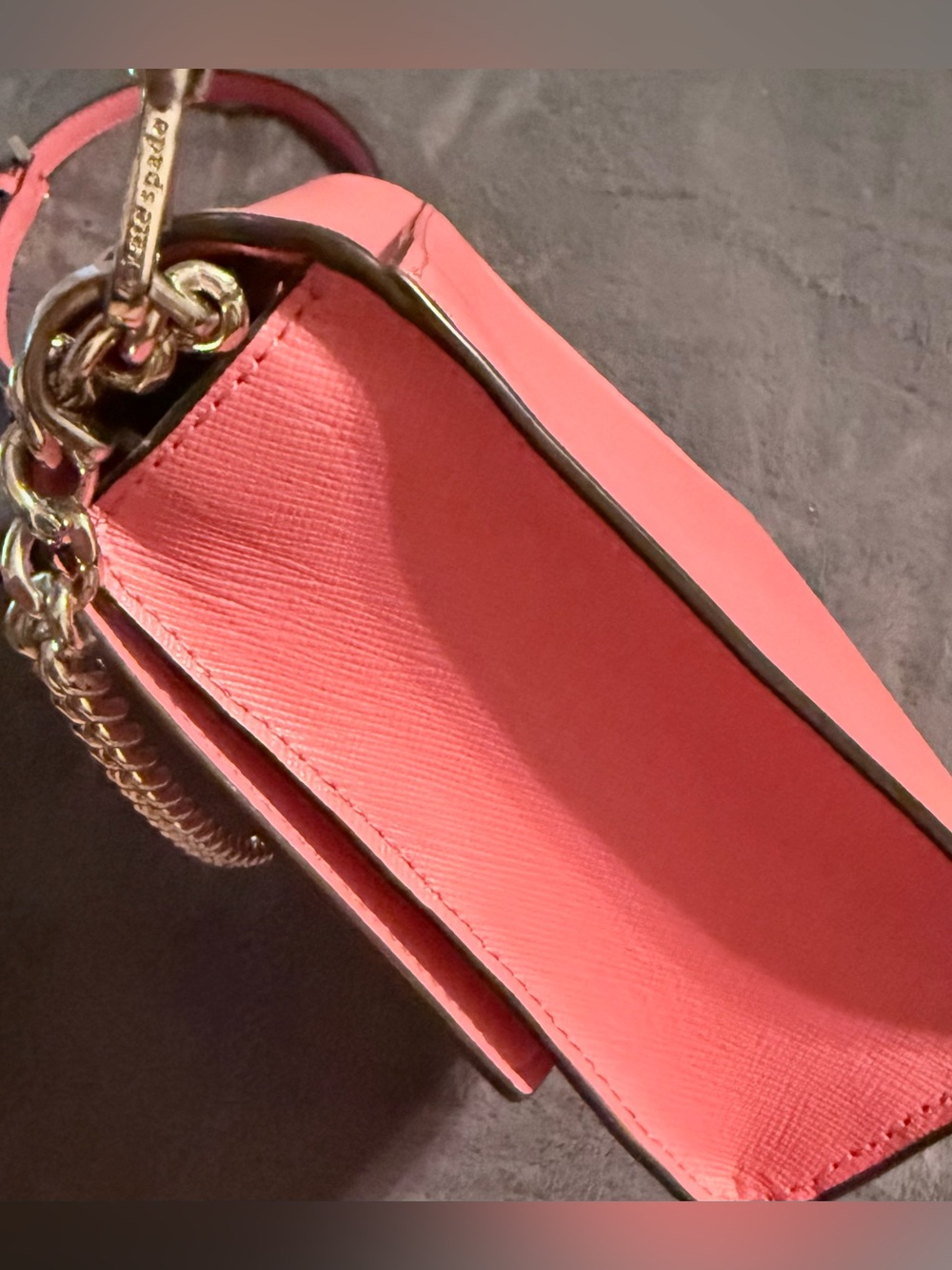 Kate Spade Coral Leather Crossbody/Clutch with Gold Chain - Picture 7 of 16